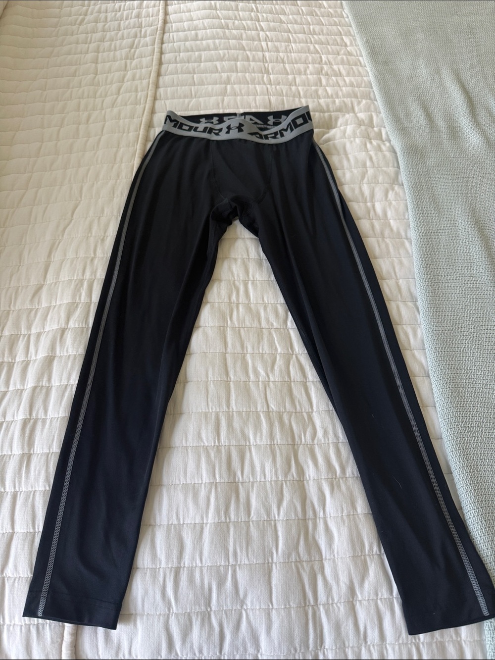 Under Armour Black Leggings with Gray Logo Waistband